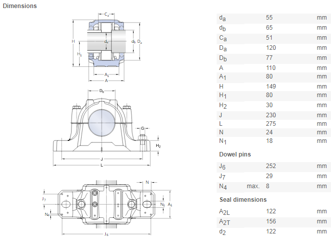 spherical roller bearing pillow block drawing