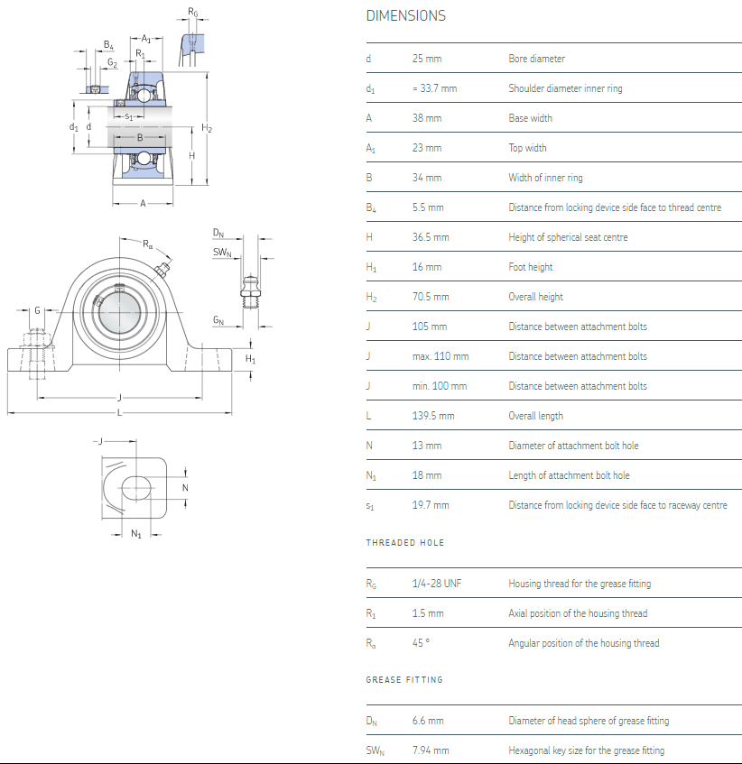 adjustable pillow block bearing drawing