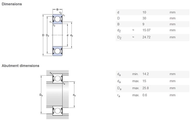 10*30*9mm 6200 bearing