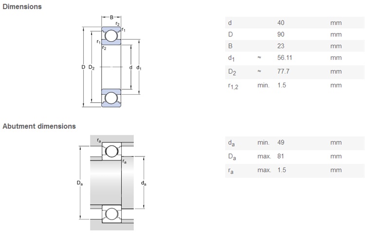 40*90*23mm 6308 bearing 