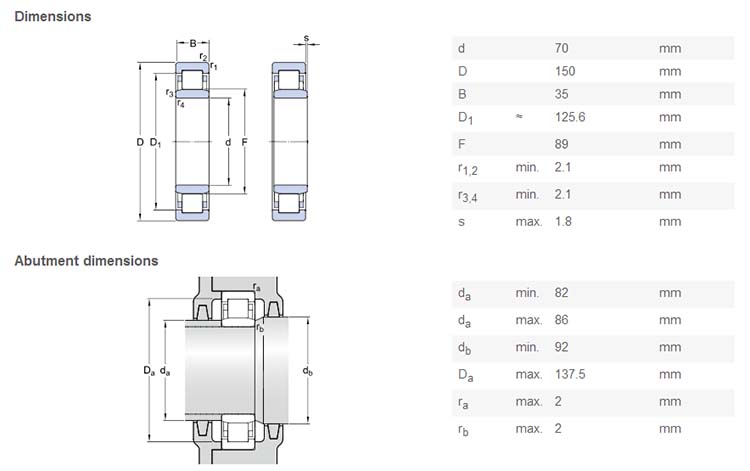 NU314 bearing high precision