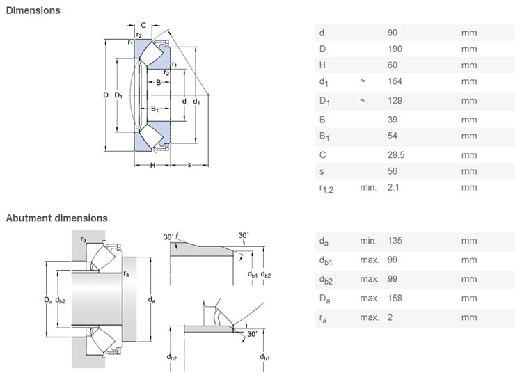 original 29418 bearing