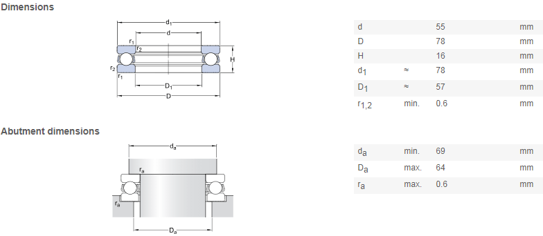 51111 bearing drawing