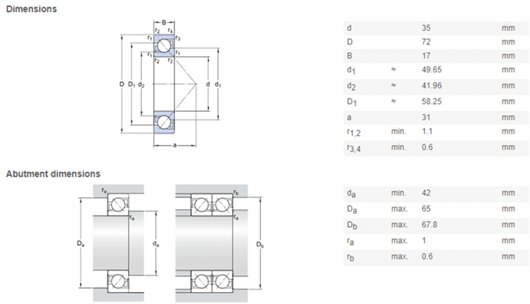 7207 bearing drawing