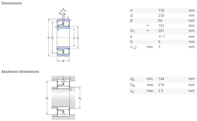 bearing 22226 drawing