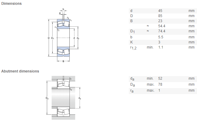 22209 bearing drawing