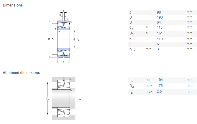 22318 bearing drawing