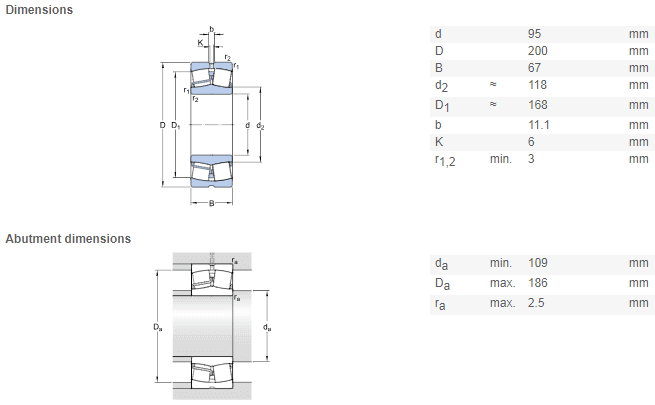 bearing 22319 drawing