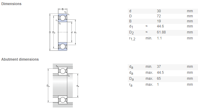 6306 bearing drawing