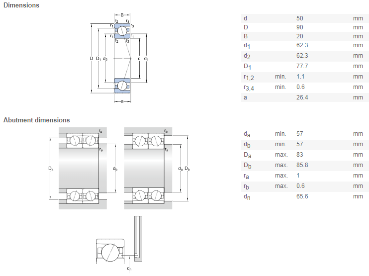 7210 bearing drawing