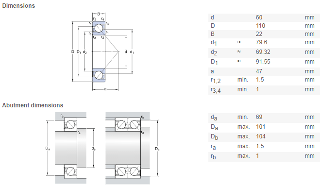 7212 bearing drawing