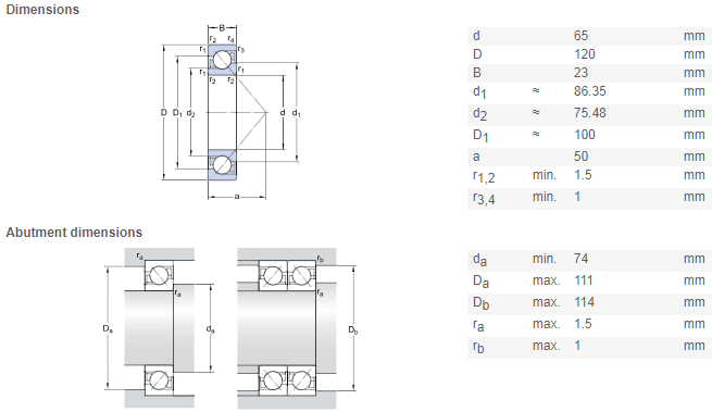 7213 bearing drawing