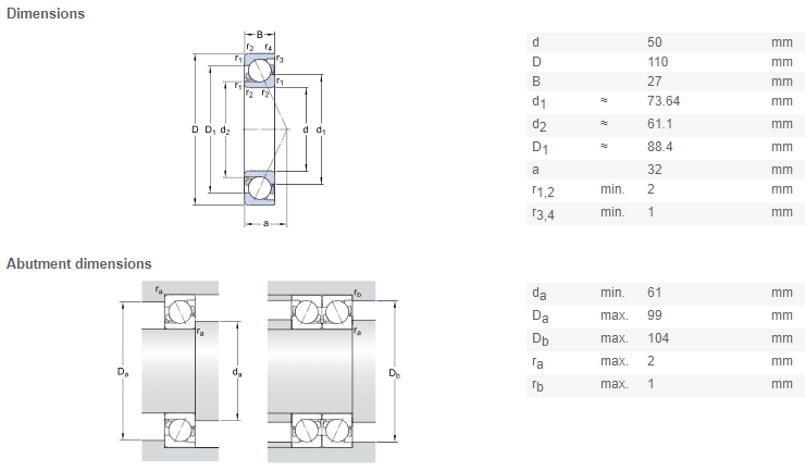 7310 bearing drawing