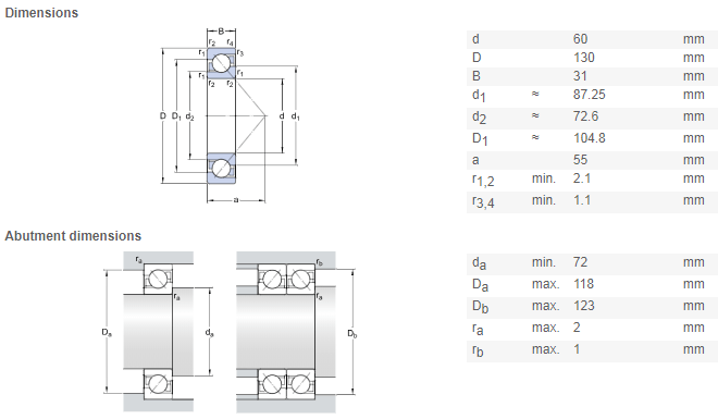 7312 bearing drawing