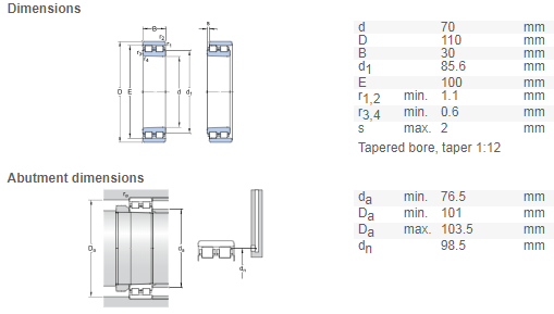 NN3014 bearing drawing