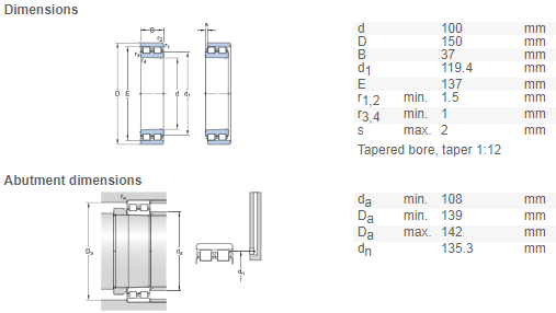 NN3020 bearing drawing