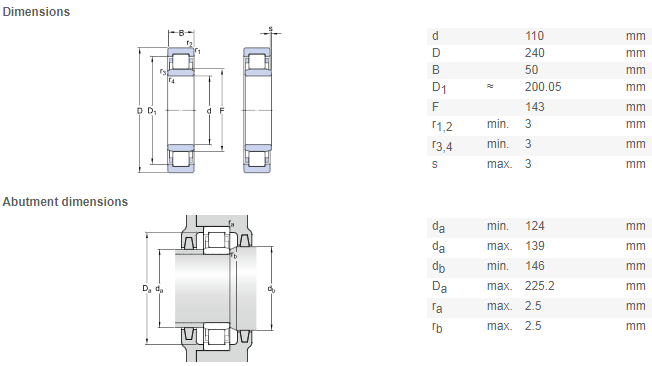 nu322 bearing drawing