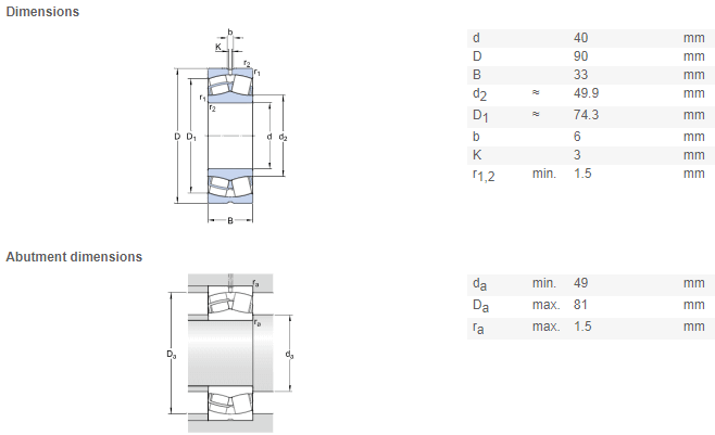 22308 bearing drawing