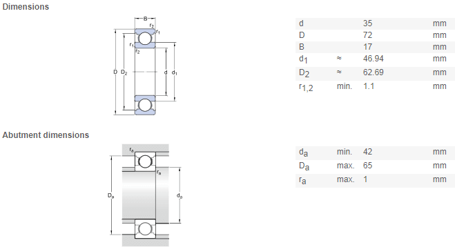 6207 bearing drawing