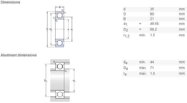 6307 bearing drawing