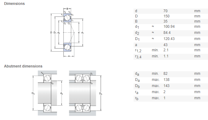 7314 bearing drawing