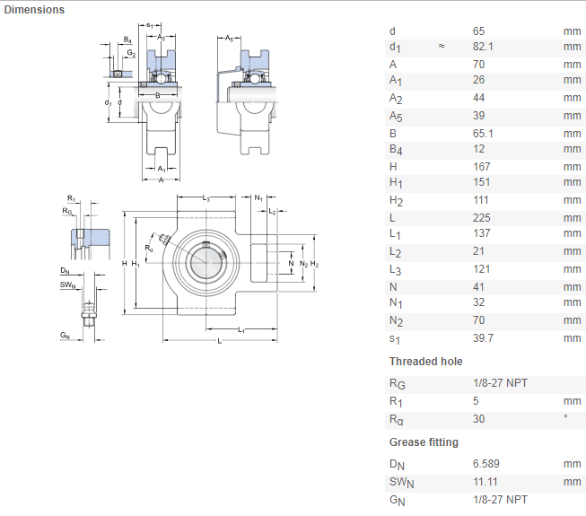 UCT 213 bearing drawing