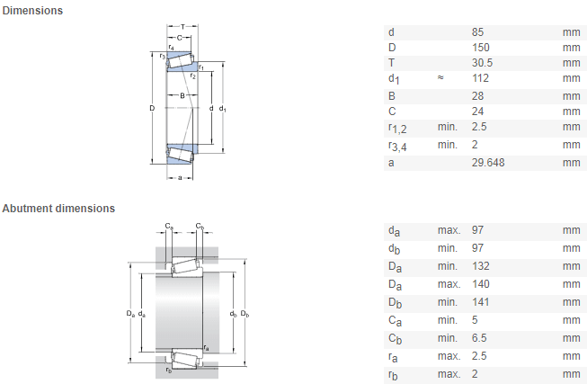 30217 bearing drawing