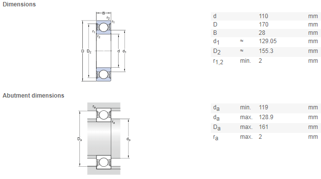 6022 bearing drawing