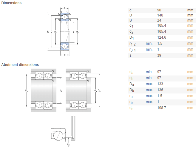 7018 bearing drawing