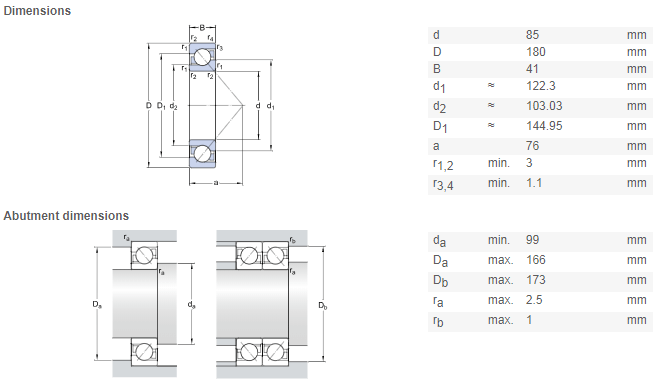 7317 bearing drawing