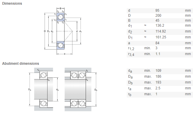 7319 bearing drawing