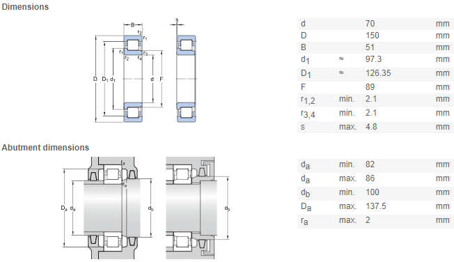 NJ 2314 bearing drawing