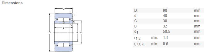 NUTR 4090 bearing drawing