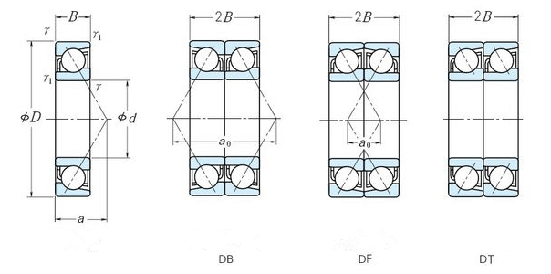 angular contact bearings back to back drawing