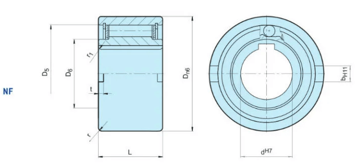 NF173512 one way roller clutch beairng drawing