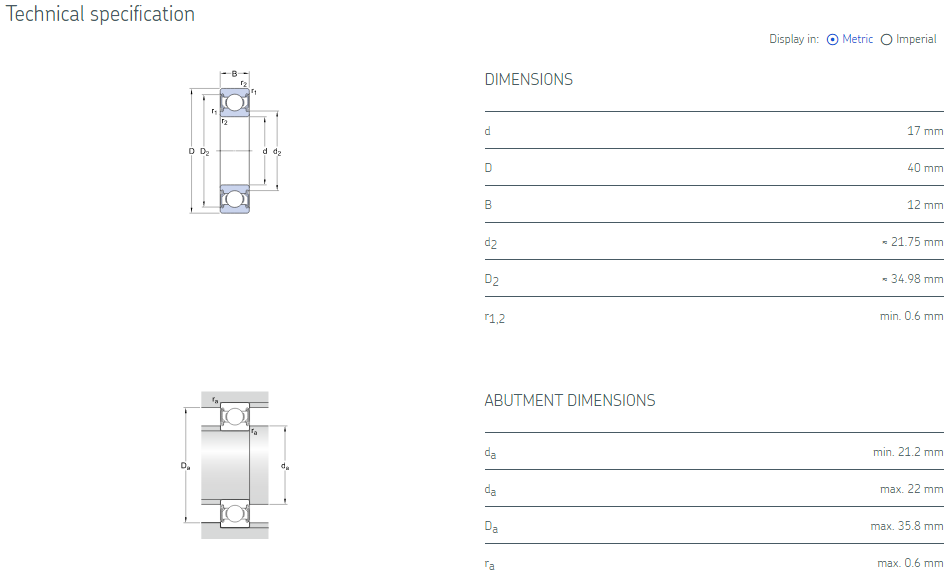 6203 2RS bearings drawing