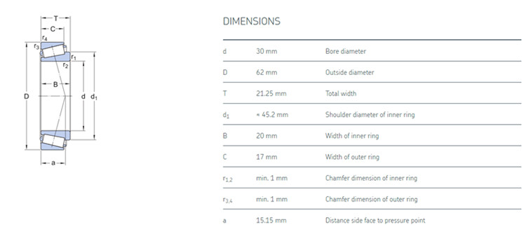 32206 drawing metric tapered roller bearings 