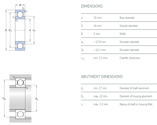 zirconium oxide ball bearings 61802 drawing