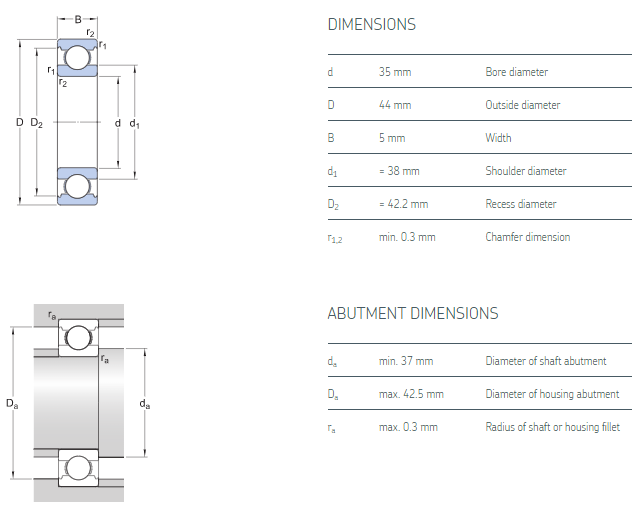 zr02 ceramic bearing 61707 drawing