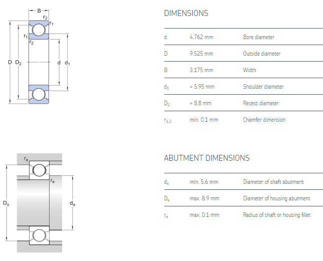 zirconia ceramic bearings R-166H3 drawing