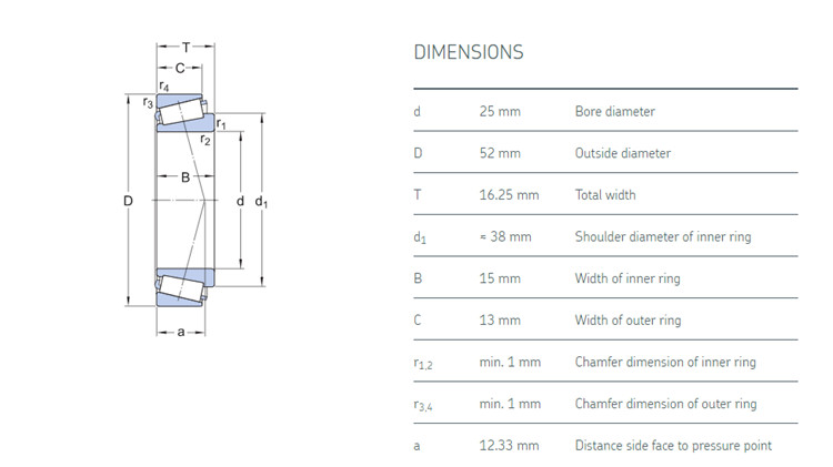 30205 bearing drawing