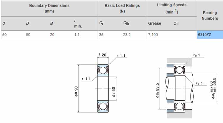 6210 2z bearing