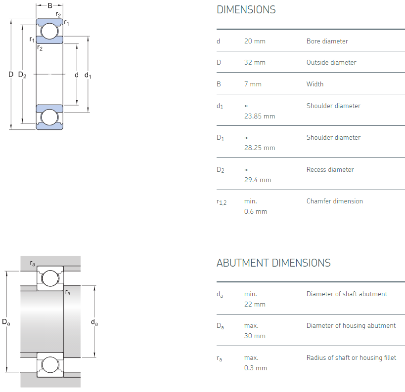 61804 Plastic Ball Bearings drawing