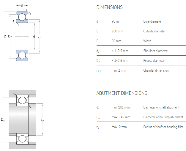 6218 bearing drawing