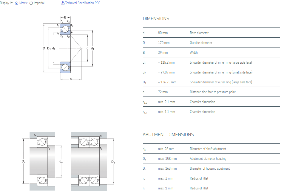 7316 BECBM bearing drawing