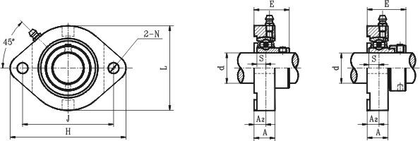SBFD205 2 Bolt Flanged Unit drawing