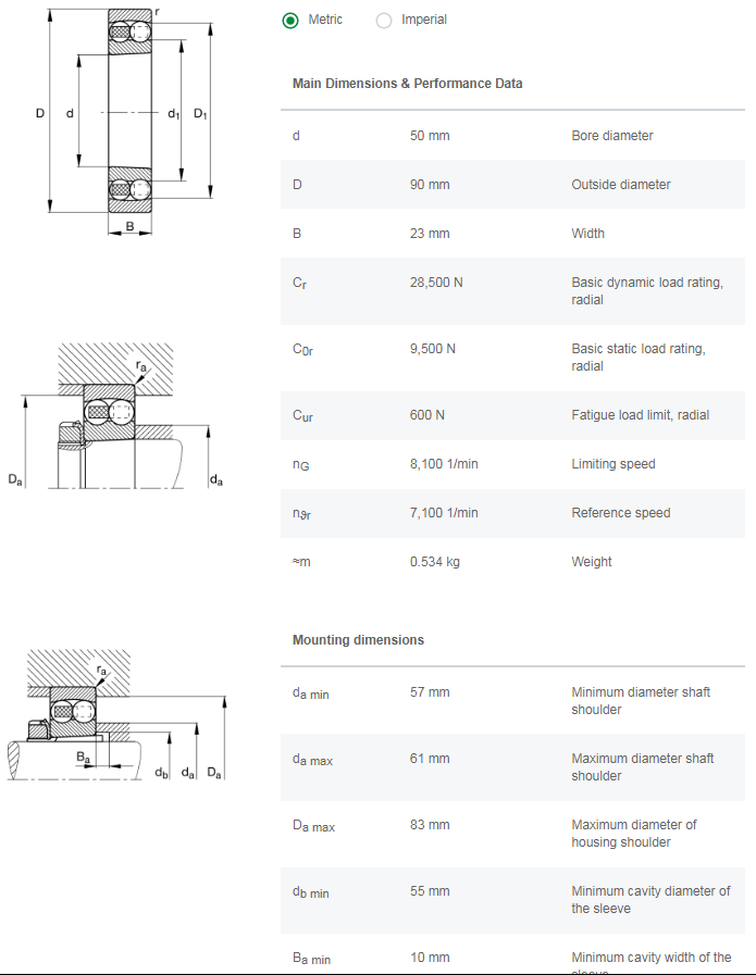 2210K bearing drawing