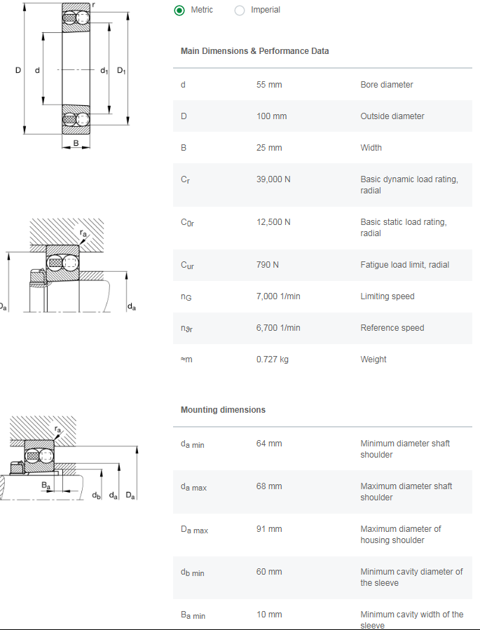 Bearing 2211K drawing