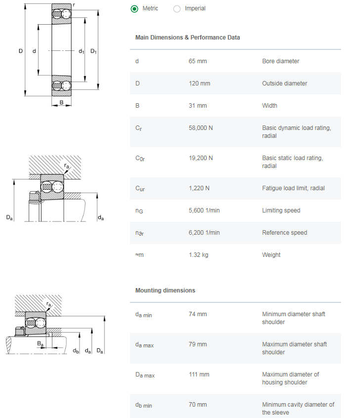 2213K bearing drawing