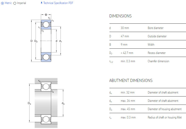 Bearing 6906 ZZ datasheet